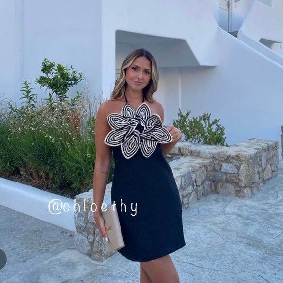 Zara FLOWER CROCHET KNIT DRESS - Picture 9 of 12